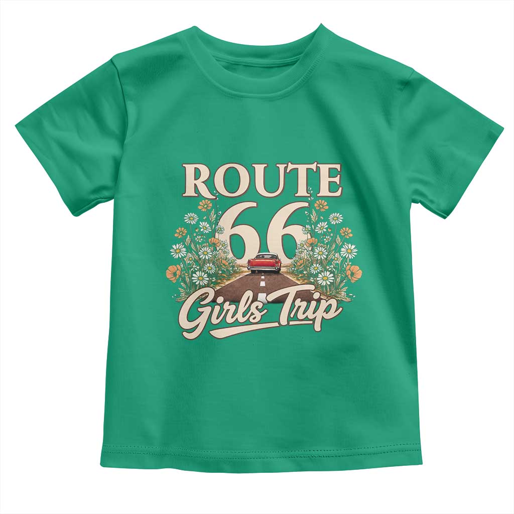 Retro Floral Route Highway 66 Girls Trip Road Trip Toddler T Shirt