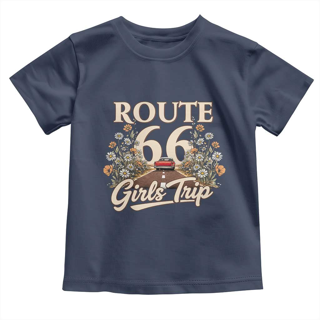 Retro Floral Route Highway 66 Girls Trip Road Trip Toddler T Shirt