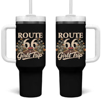 Retro Floral Route Highway 66 Girls Trip Road Trip Tumbler With Handle