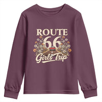 Retro Floral Route Highway 66 Girls Trip Road Trip Youth Sweatshirt