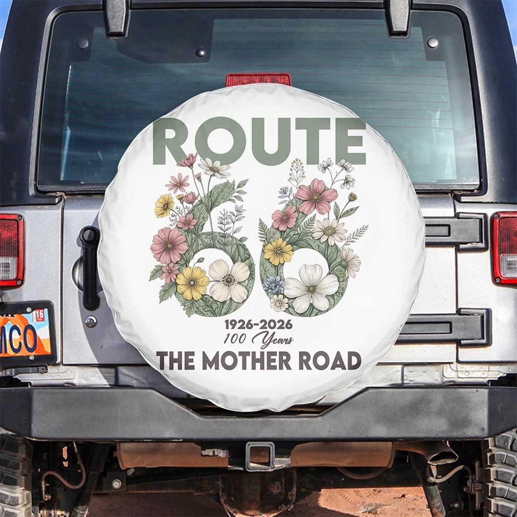 Route Highway 66 Spare Tire Cover Floral Centennial 100 Year Anniversary