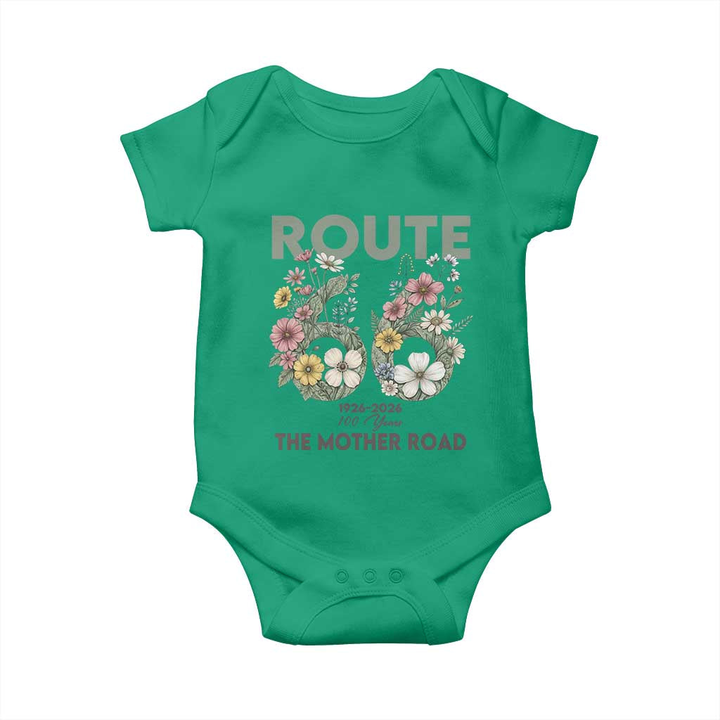 Route Highway 66 Baby Onesie Floral Centennial 100 Year Anniversary