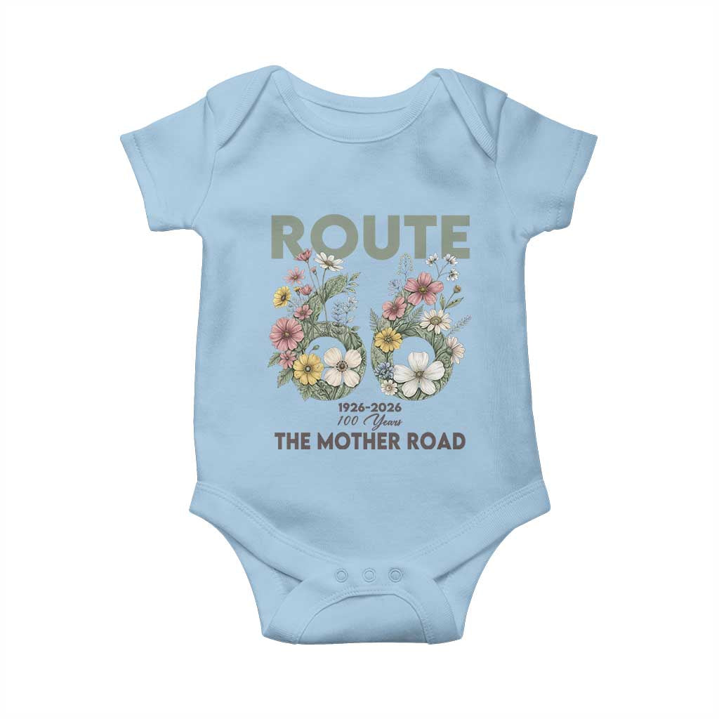 Route Highway 66 Baby Onesie Floral Centennial 100 Year Anniversary