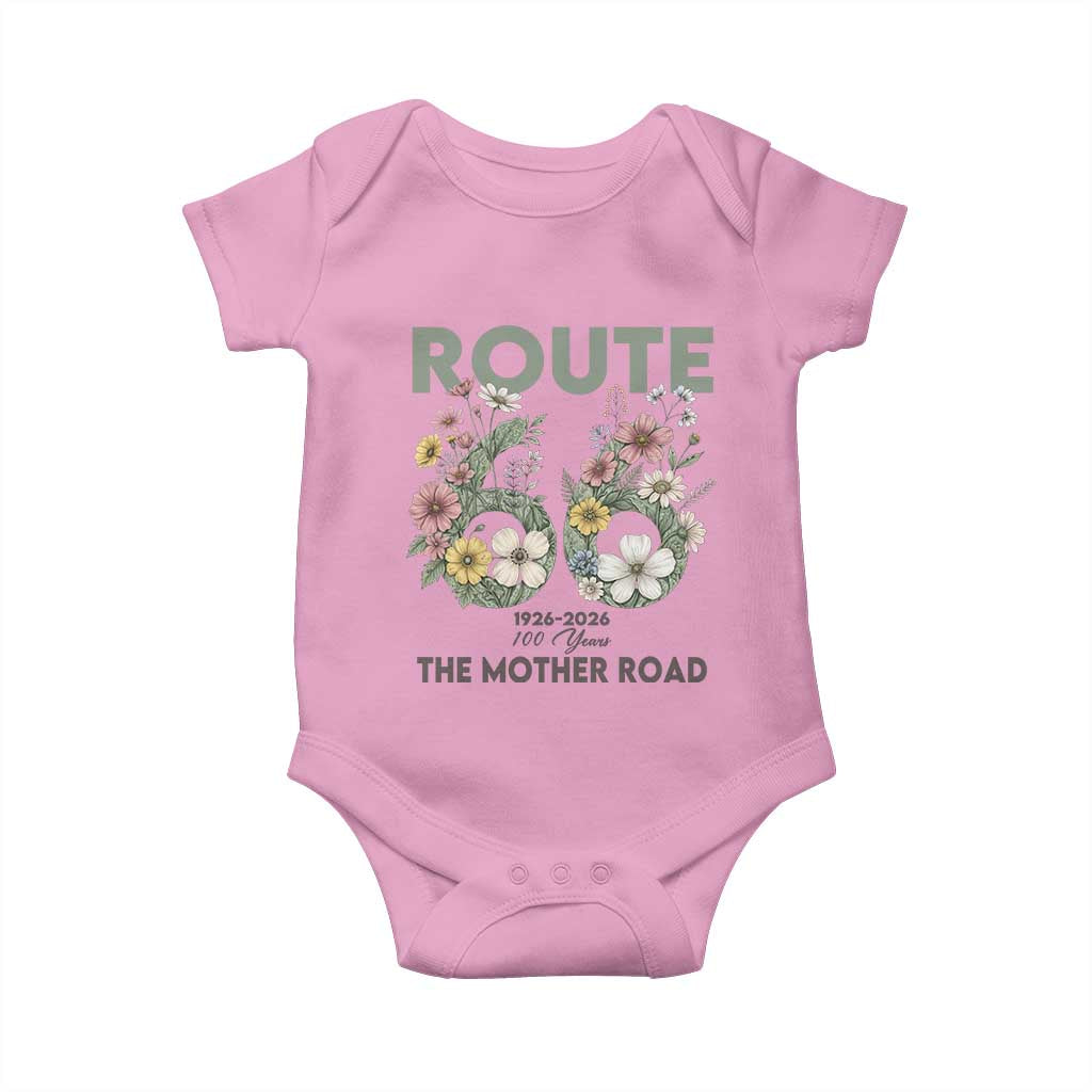 Route Highway 66 Baby Onesie Floral Centennial 100 Year Anniversary