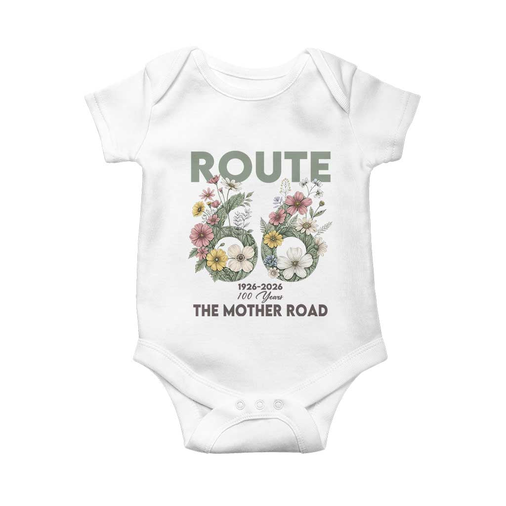 Route Highway 66 Baby Onesie Floral Centennial 100 Year Anniversary