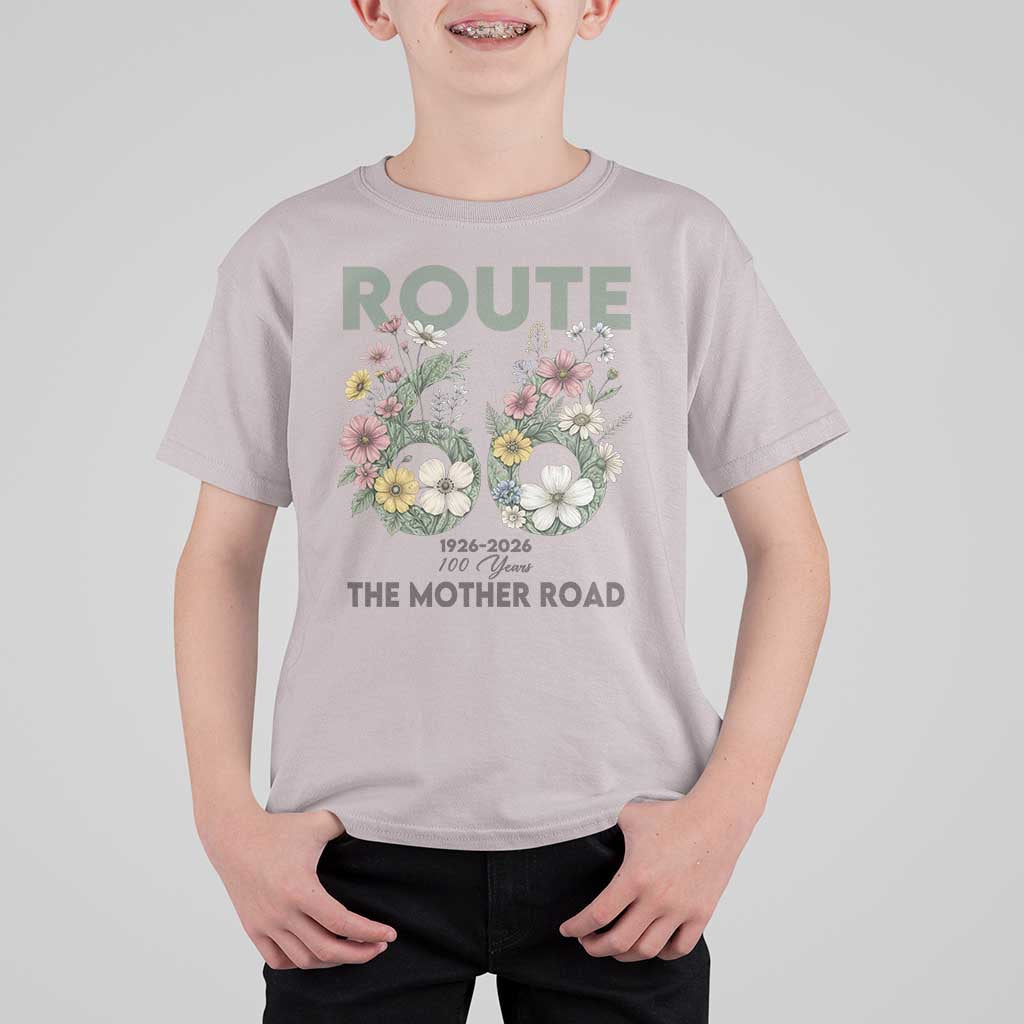 Route Highway 66 T Shirt For Kid Floral Centennial 100 Year Anniversary