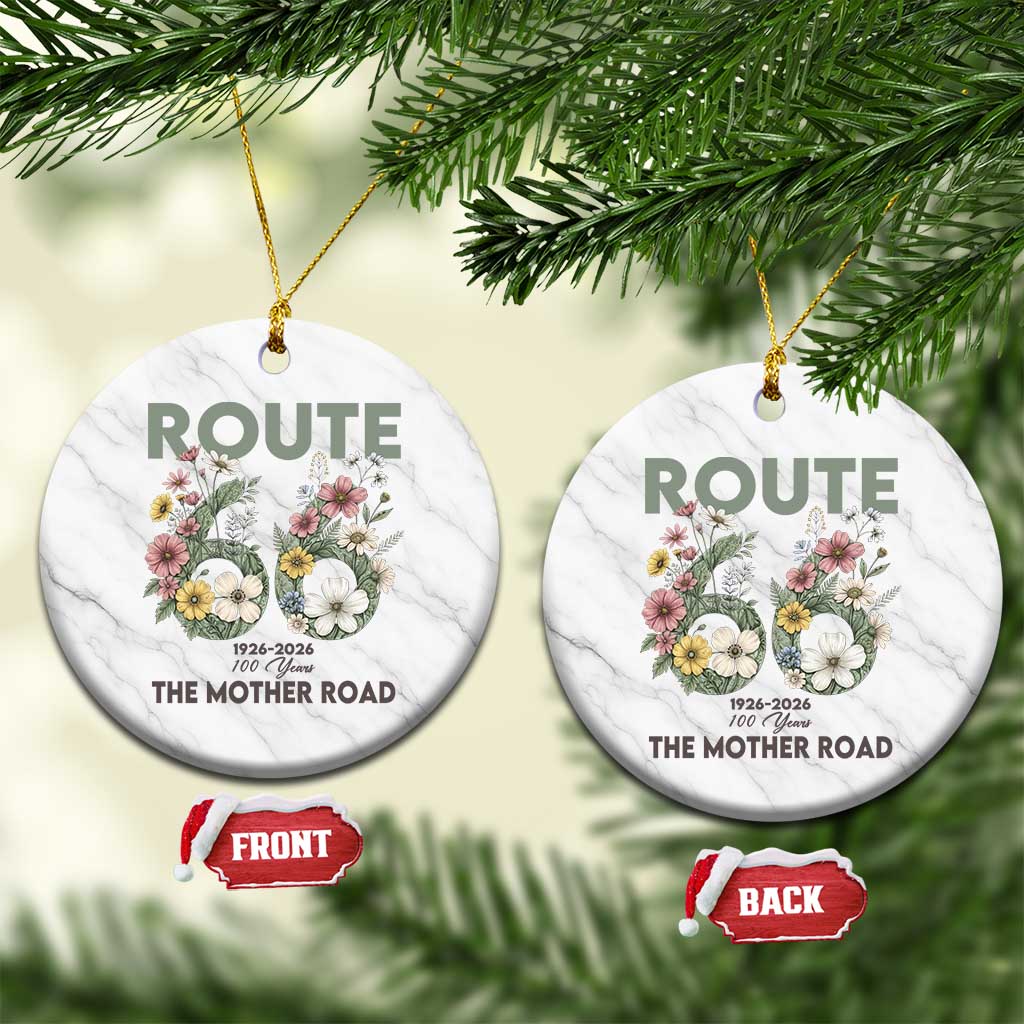 Route Highway 66 Ceramic Ornament Floral Centennial 100 Year Anniversary