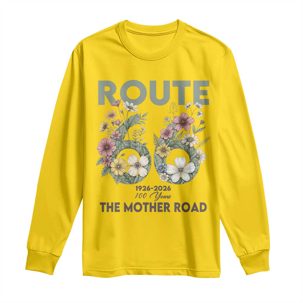Route Highway 66 Long Sleeve Shirt Floral Centennial 100 Year Anniversary