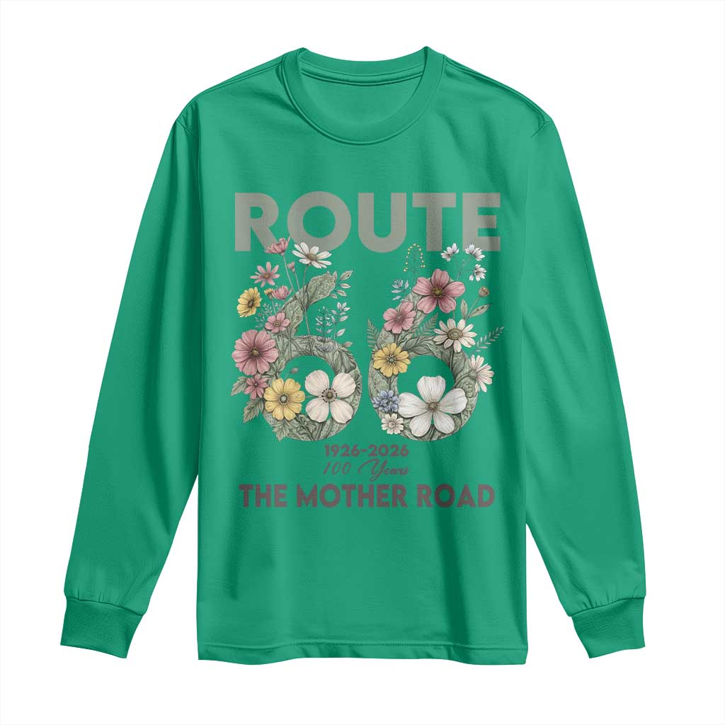 Route Highway 66 Long Sleeve Shirt Floral Centennial 100 Year Anniversary