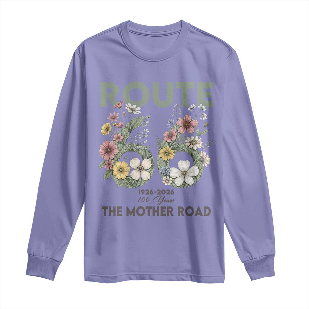 Route Highway 66 Long Sleeve Shirt Floral Centennial 100 Year Anniversary