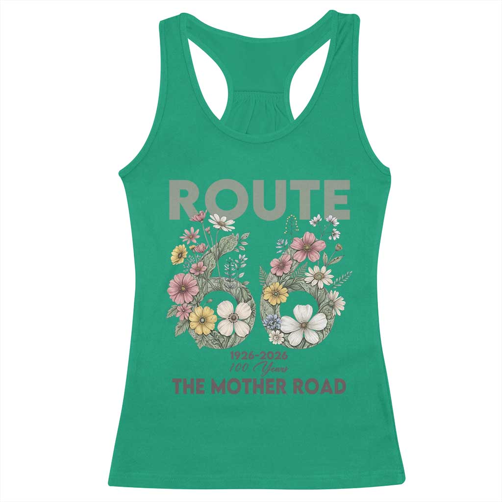 Route Highway 66 Racerback Tank Top Floral Centennial 100 Year Anniversary