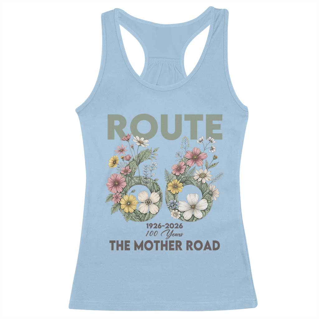 Route Highway 66 Racerback Tank Top Floral Centennial 100 Year Anniversary