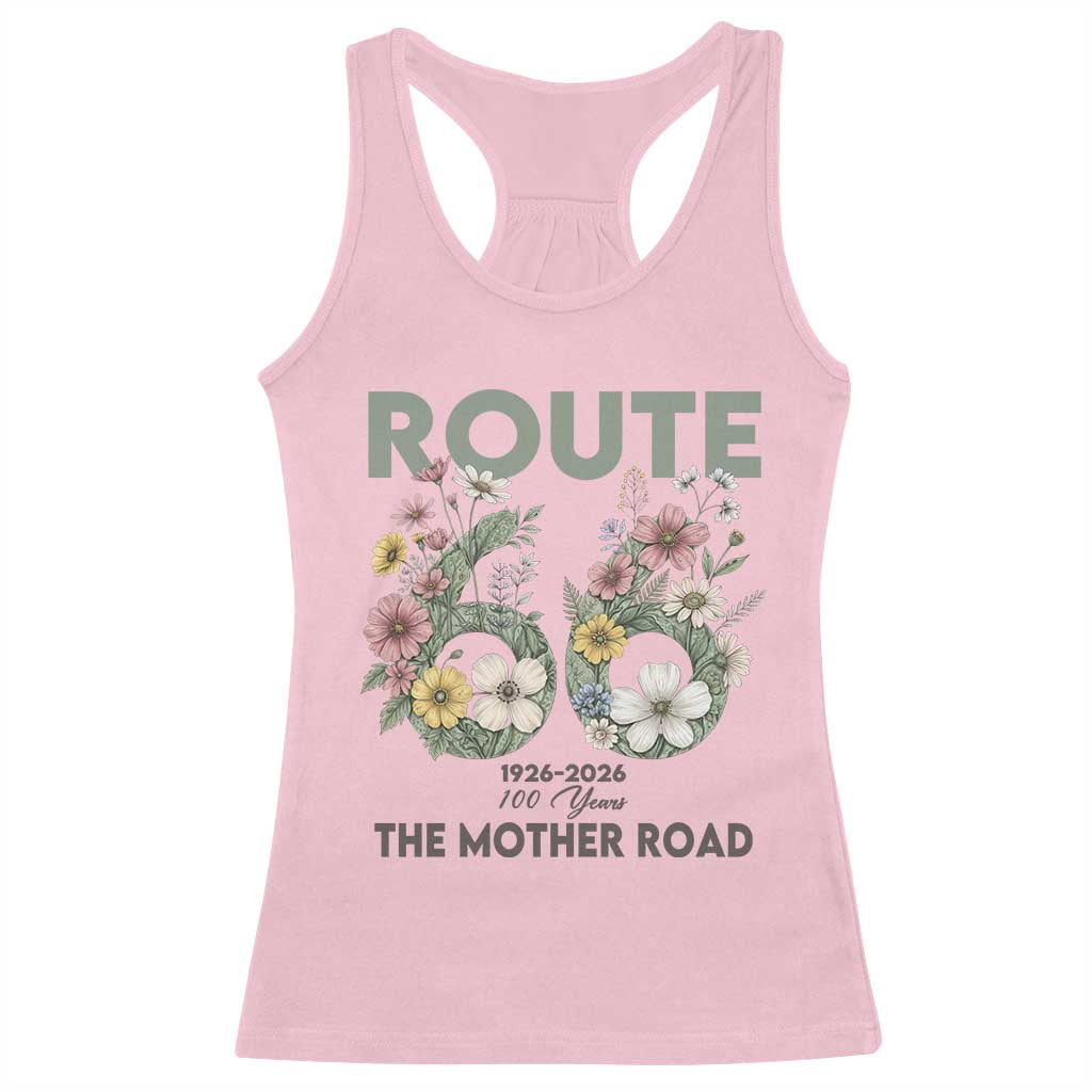 Route Highway 66 Racerback Tank Top Floral Centennial 100 Year Anniversary