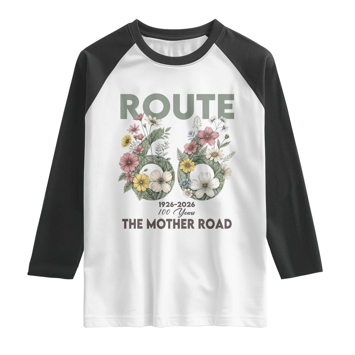 Route Highway 66 Raglan Shirt Floral Centennial 100 Year Anniversary