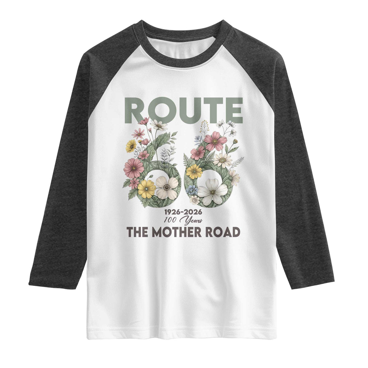 Route Highway 66 Raglan Shirt Floral Centennial 100 Year Anniversary