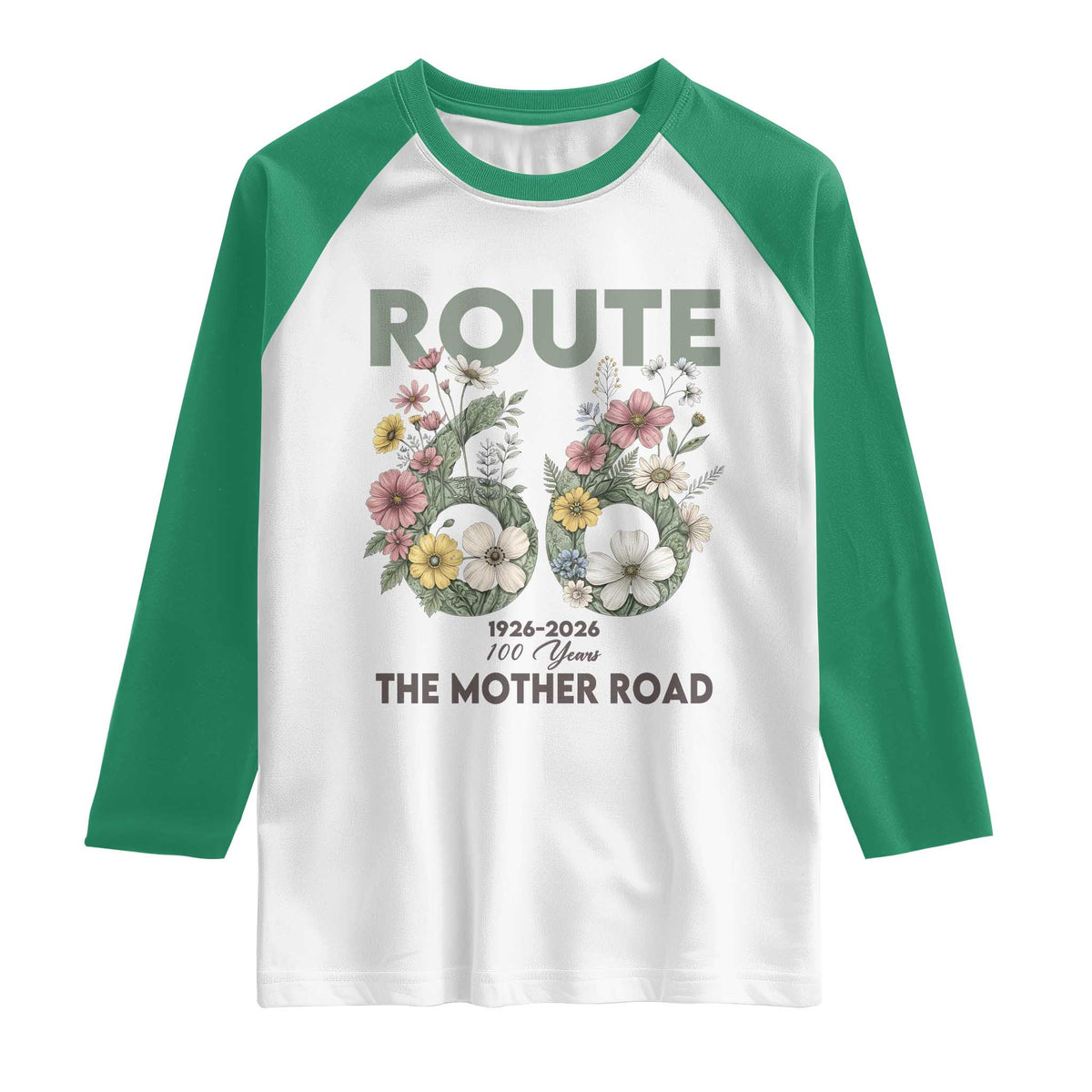 Route Highway 66 Raglan Shirt Floral Centennial 100 Year Anniversary