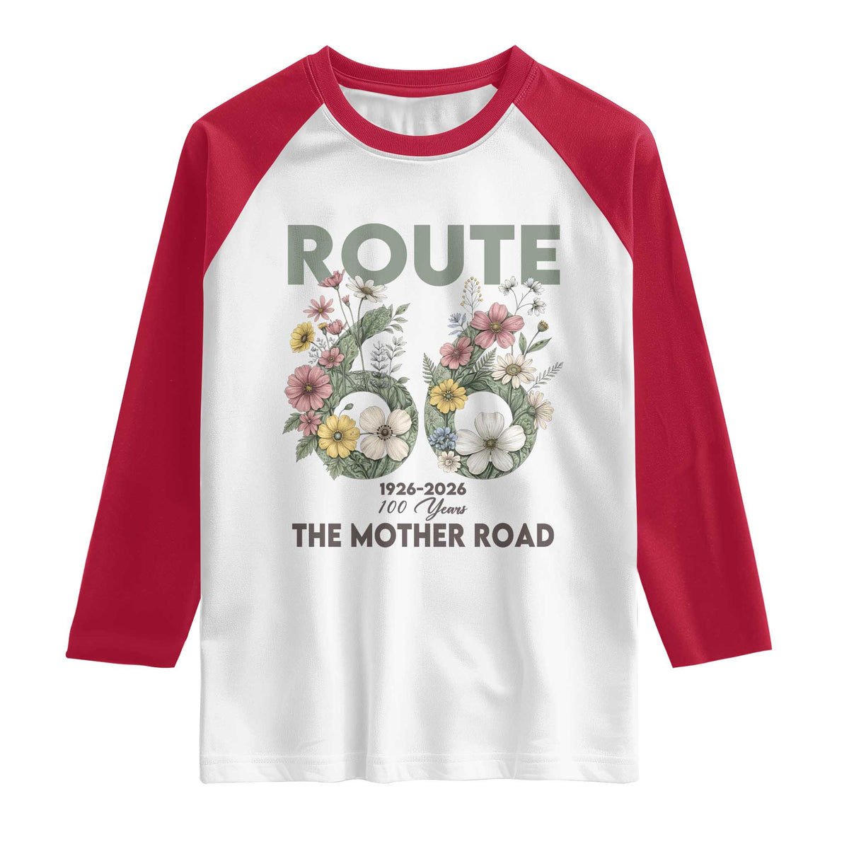 Route Highway 66 Raglan Shirt Floral Centennial 100 Year Anniversary
