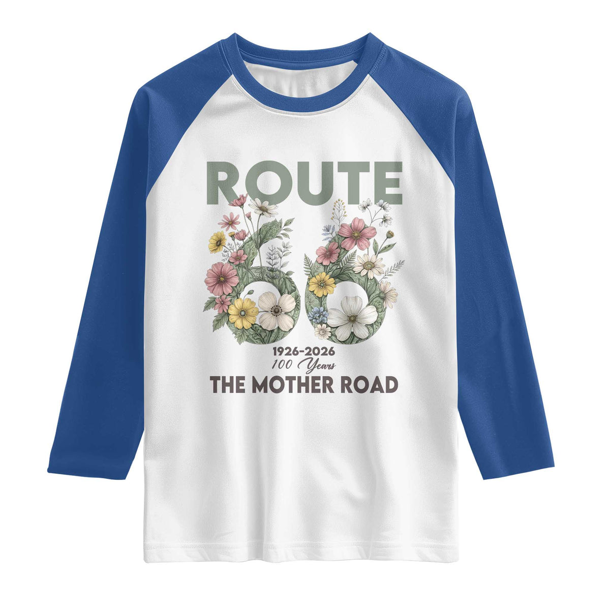 Route Highway 66 Raglan Shirt Floral Centennial 100 Year Anniversary
