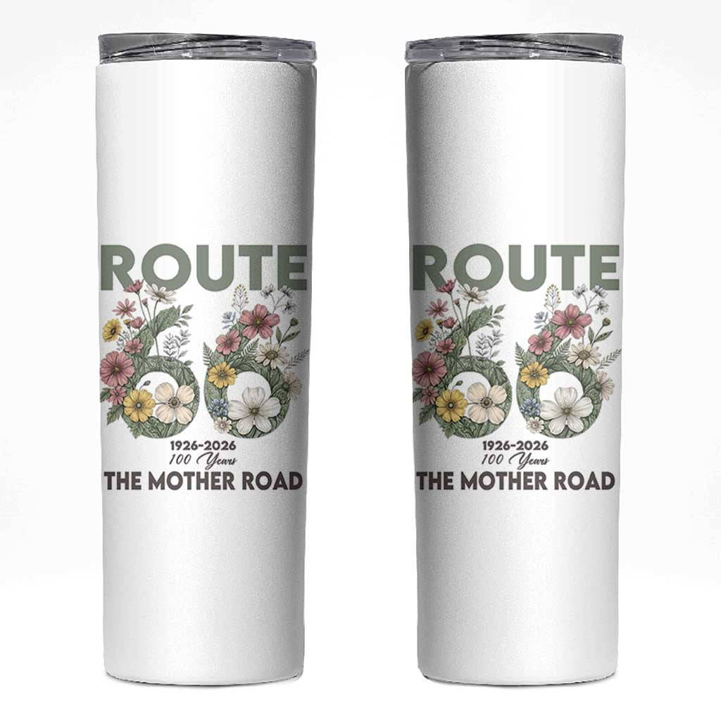 Route Highway 66 Skinny Tumbler Floral Centennial 100 Year Anniversary