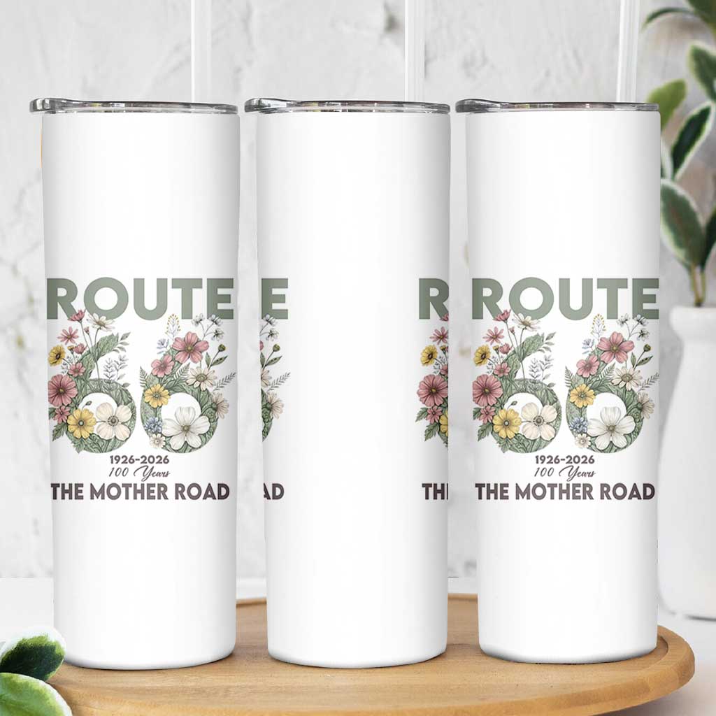 Route Highway 66 Skinny Tumbler Floral Centennial 100 Year Anniversary