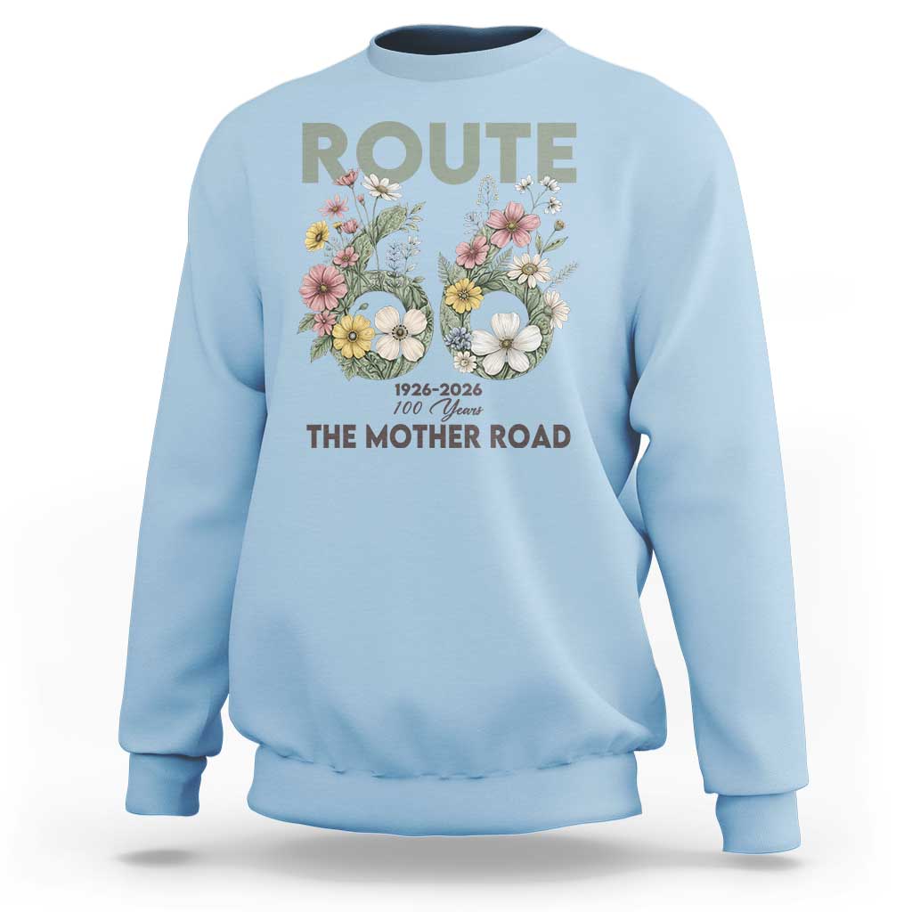 Route Highway 66 Sweatshirt Floral Centennial 100 Year Anniversary