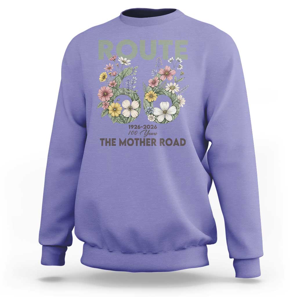 Route Highway 66 Sweatshirt Floral Centennial 100 Year Anniversary
