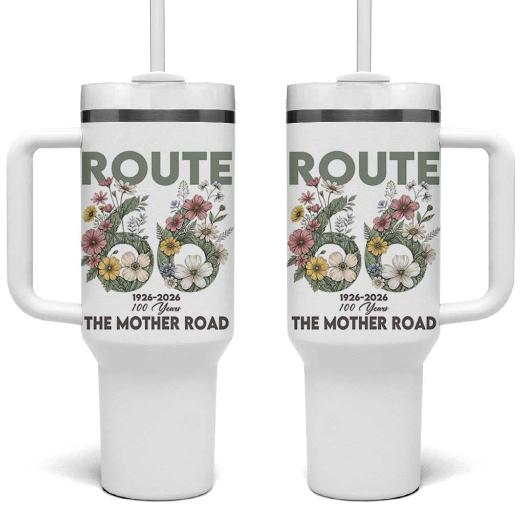 Route Highway 66 Tumbler With Handle Floral Centennial 100 Year Anniversary