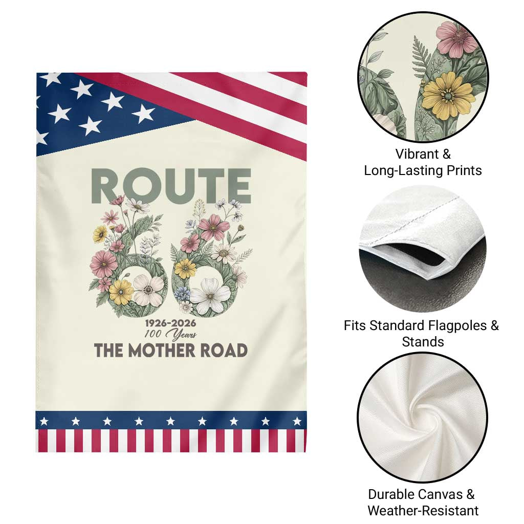 Route Highway 66 Garden Flag Floral Centennial 100 Year Anniversary