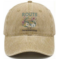 Route Highway 66 Washed Cotton Baseball Cap Floral Centennial 100 Year Anniversary