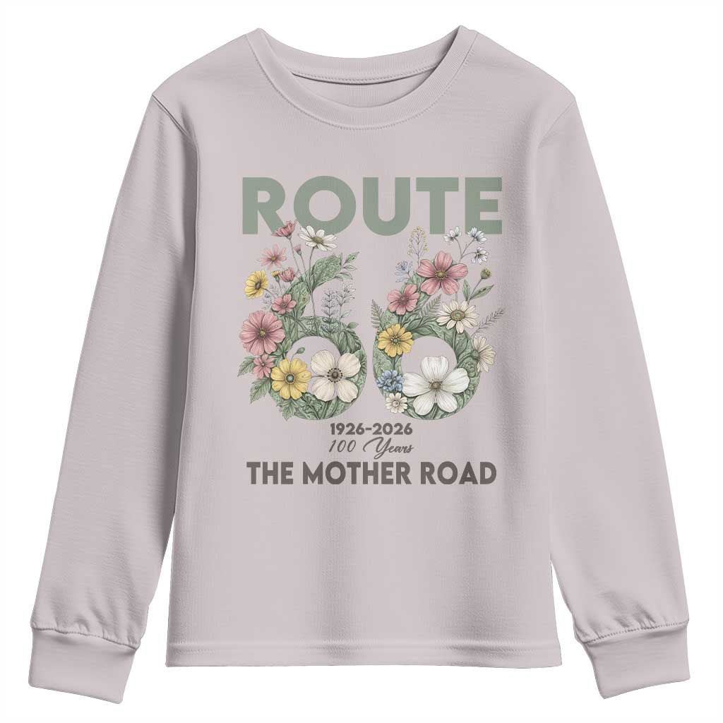 Route Highway 66 Youth Sweatshirt Floral Centennial 100 Year Anniversary
