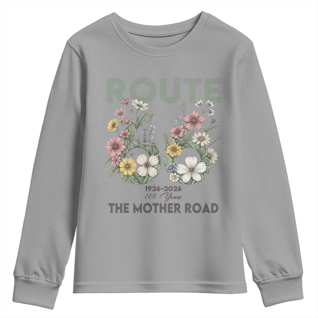 Route Highway 66 Youth Sweatshirt Floral Centennial 100 Year Anniversary