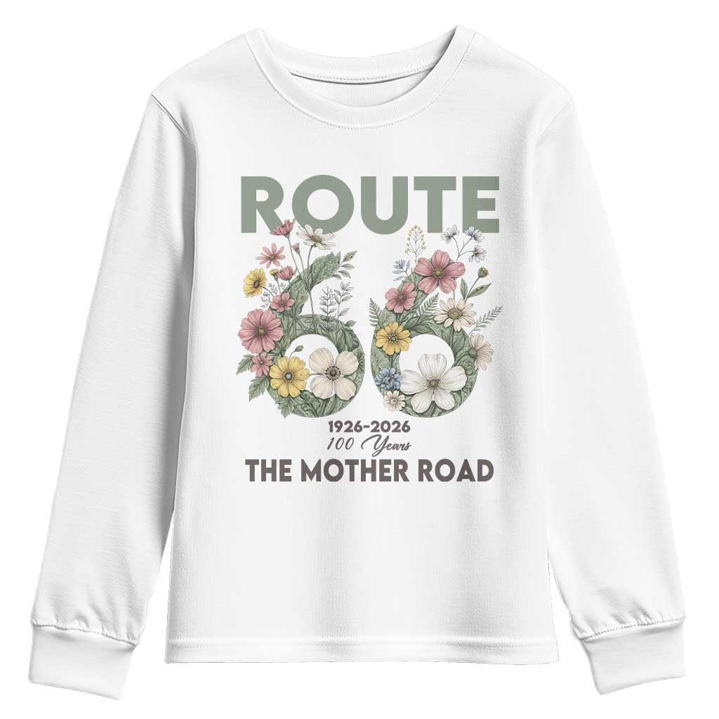 Route Highway 66 Youth Sweatshirt Floral Centennial 100 Year Anniversary