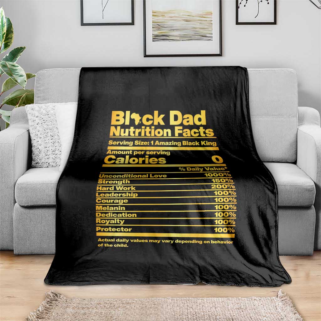Black Dad Nutrition Facts Throw Blanket African American Fathers Day