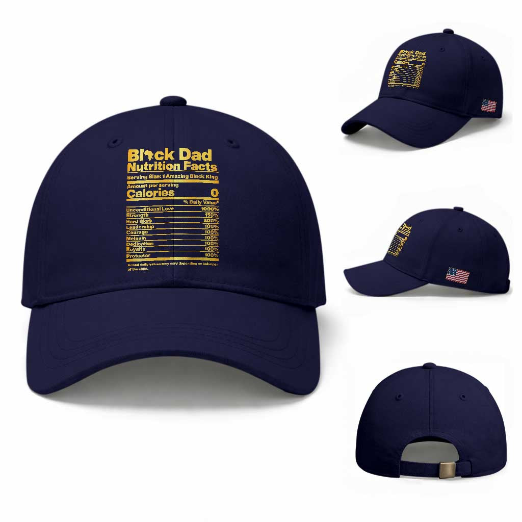 Black Dad Nutrition Facts Baseball Cap African American Fathers Day