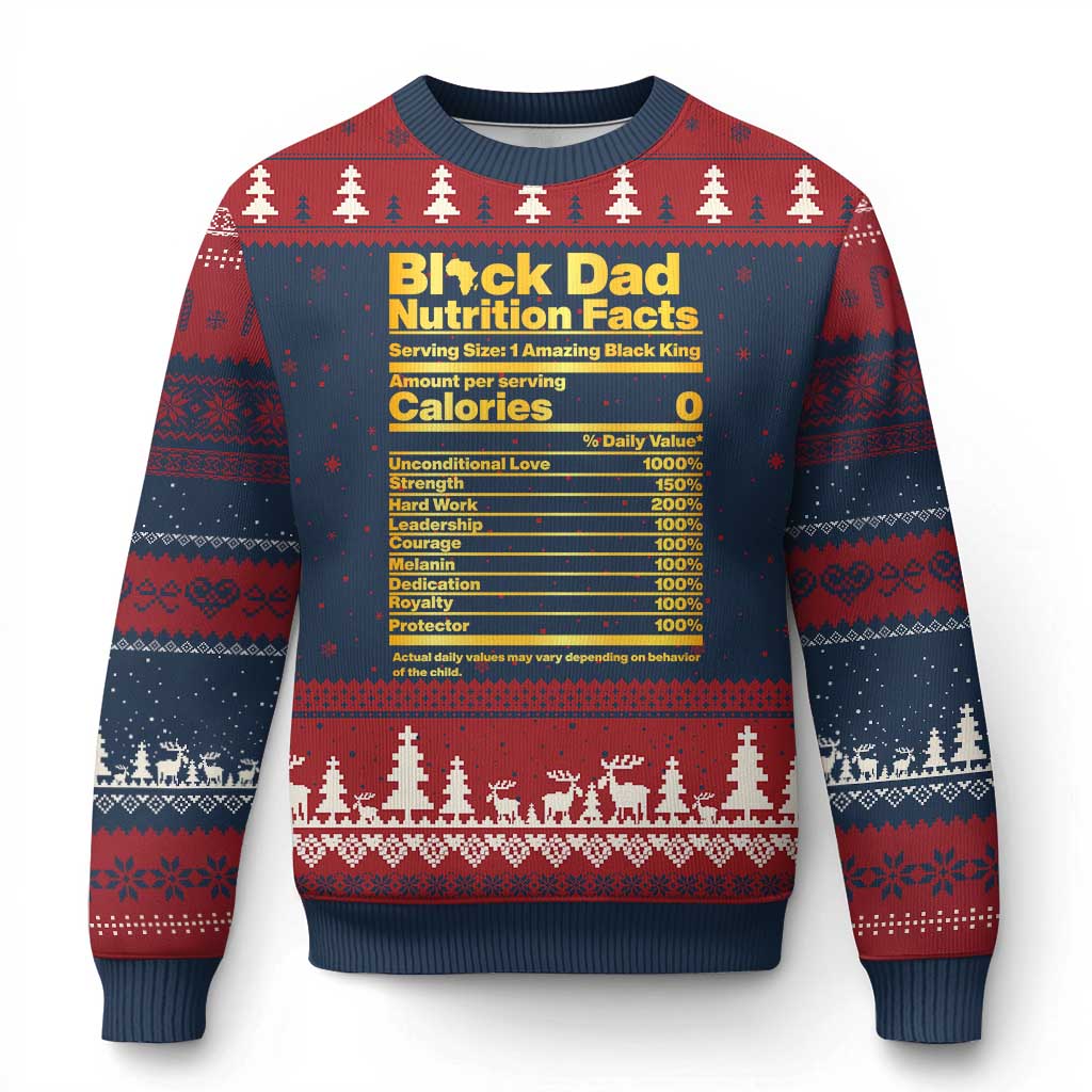 Black Dad Nutrition Facts Ugly Christmas Sweater African American Fathers Day