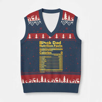 Black Dad Nutrition Facts V-Neck Knit Sweater Vest African American Fathers Day