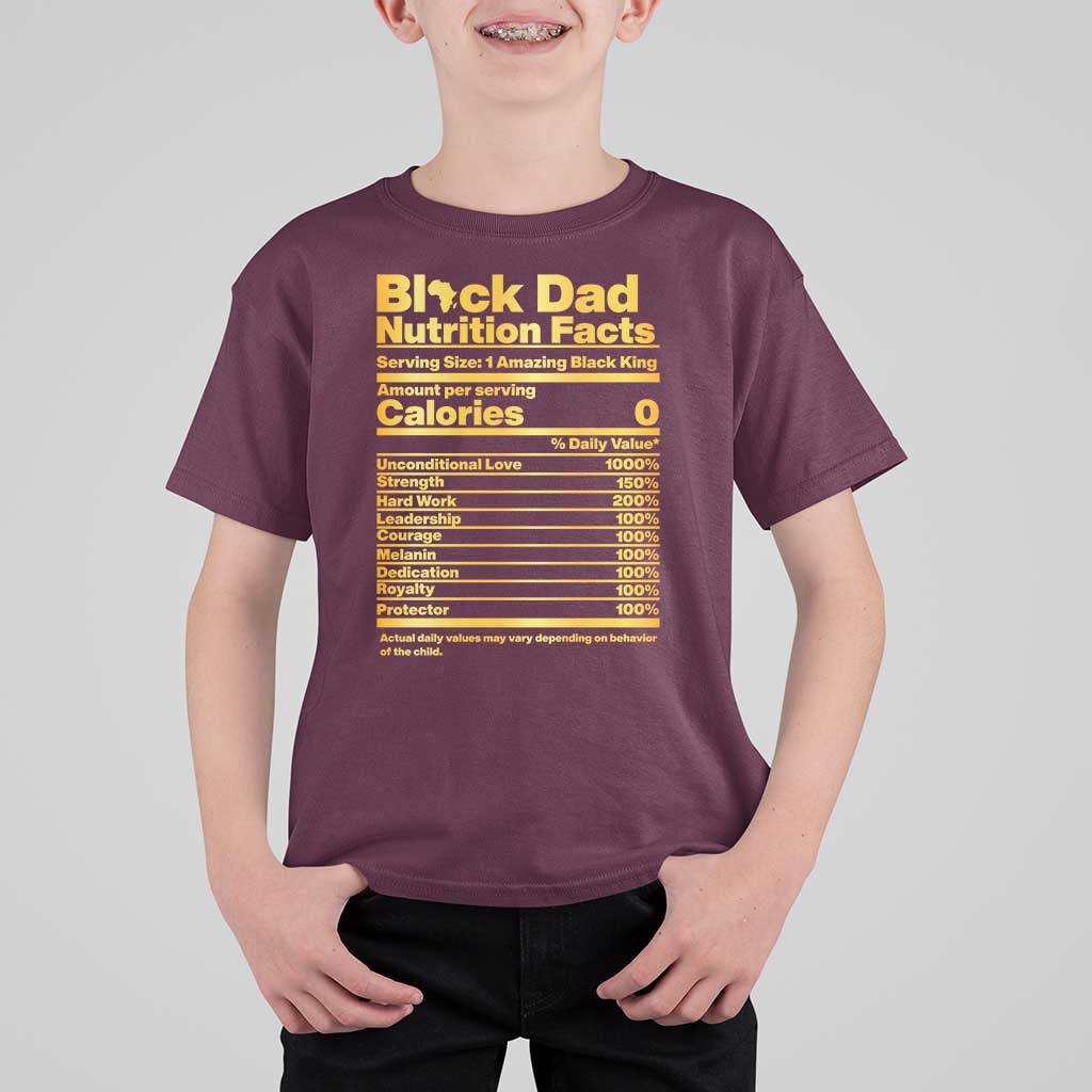 Black Dad Nutrition Facts T Shirt For Kid African American Fathers Day