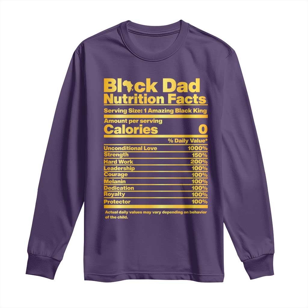 Black Dad Nutrition Facts Long Sleeve Shirt African American Fathers Day