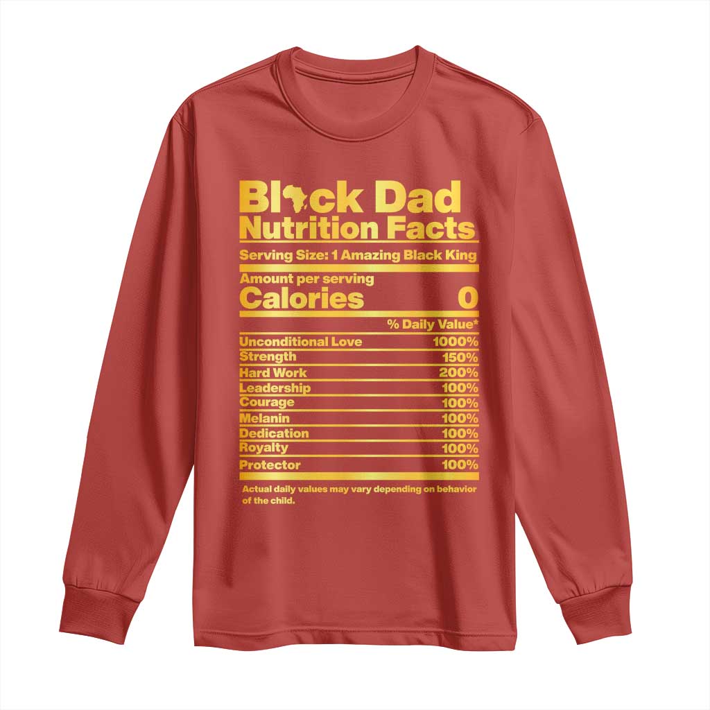 Black Dad Nutrition Facts Long Sleeve Shirt African American Fathers Day