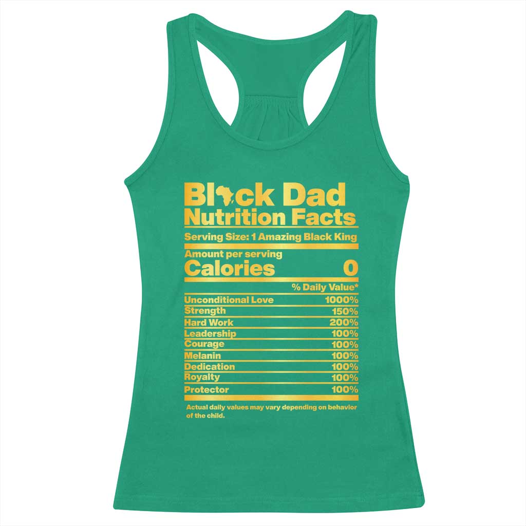 Black Dad Nutrition Facts Racerback Tank Top African American Fathers Day