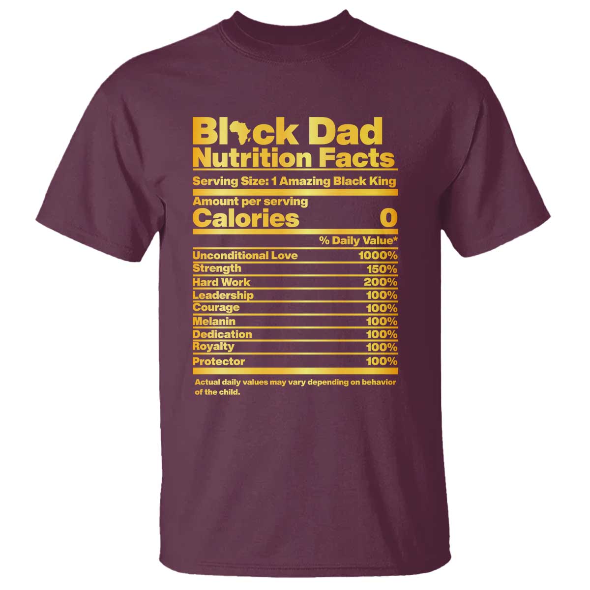 Black Dad Nutrition Facts T Shirt African American Fathers Day