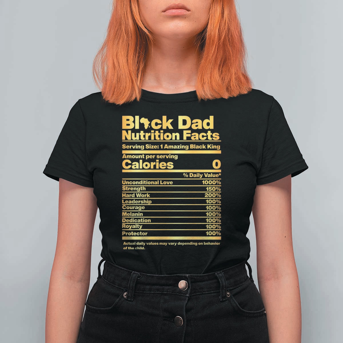 Black Dad Nutrition Facts T Shirt For Women African American Fathers Day