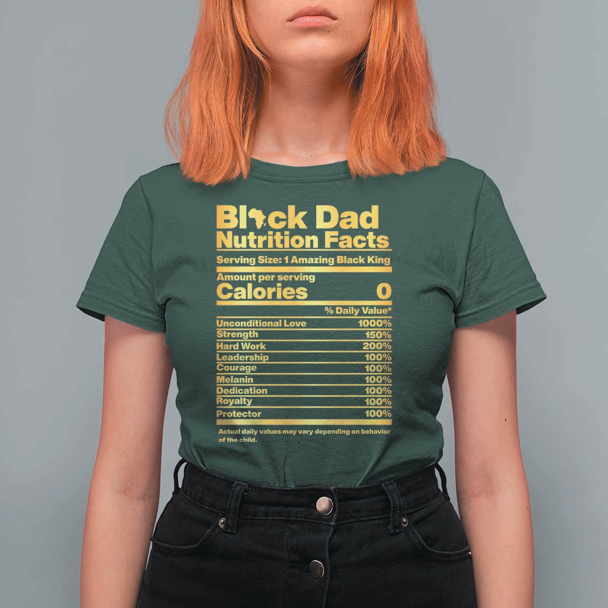 Black Dad Nutrition Facts T Shirt For Women African American Fathers Day