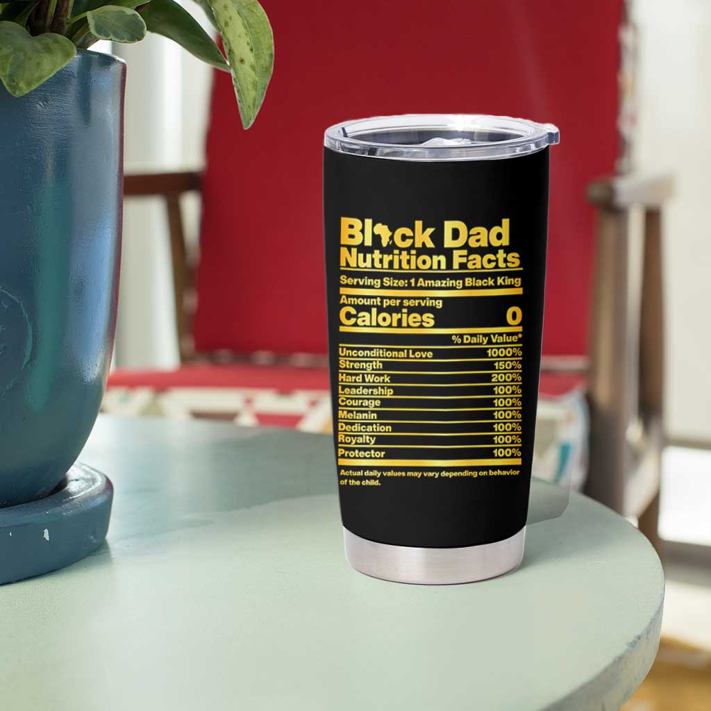Black Dad Nutrition Facts Tumbler Cup African American Fathers Day