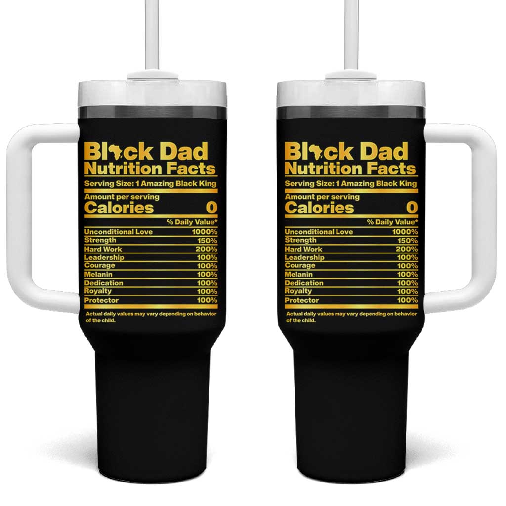 Black Dad Nutrition Facts Tumbler With Handle African American Fathers Day