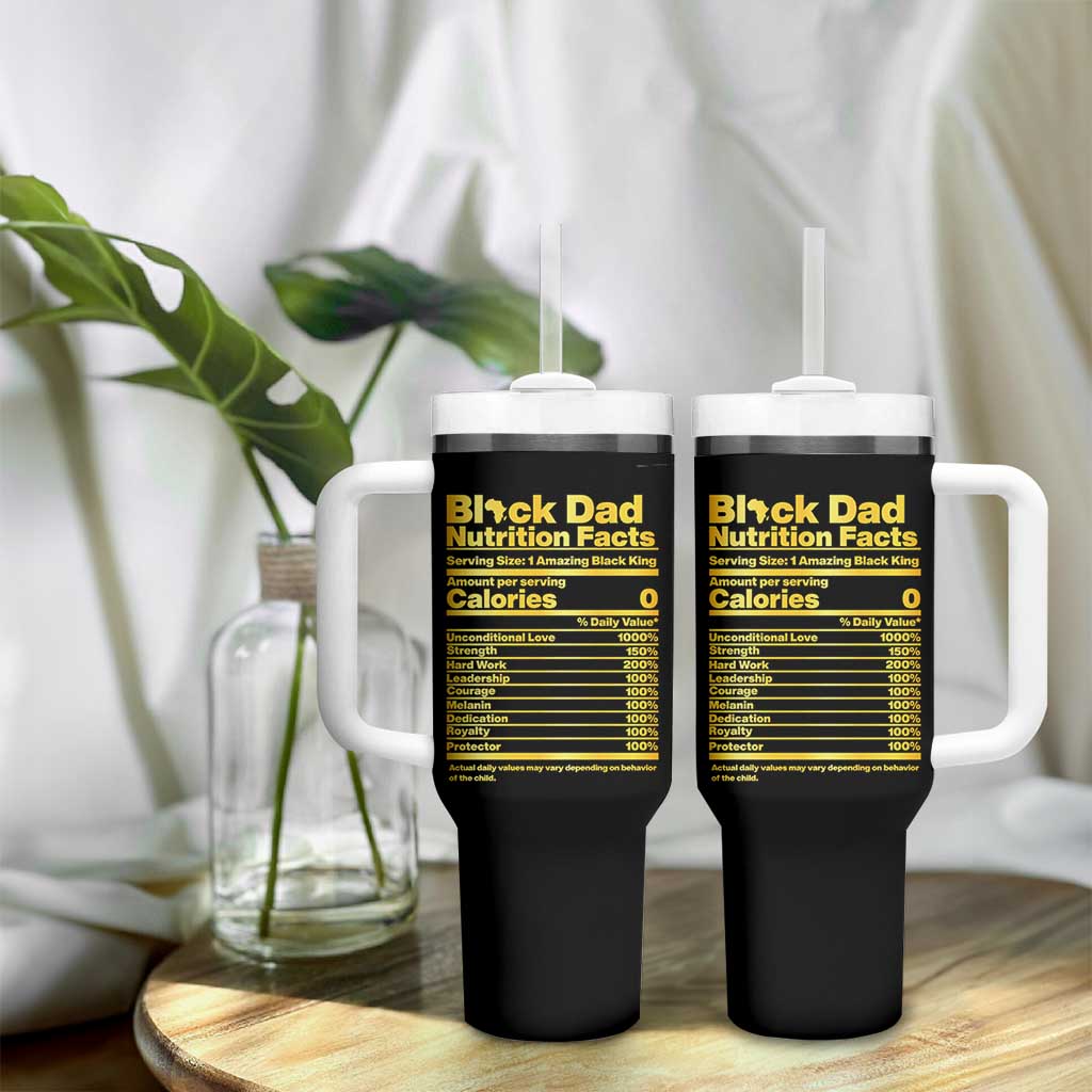 Black Dad Nutrition Facts Tumbler With Handle African American Fathers Day