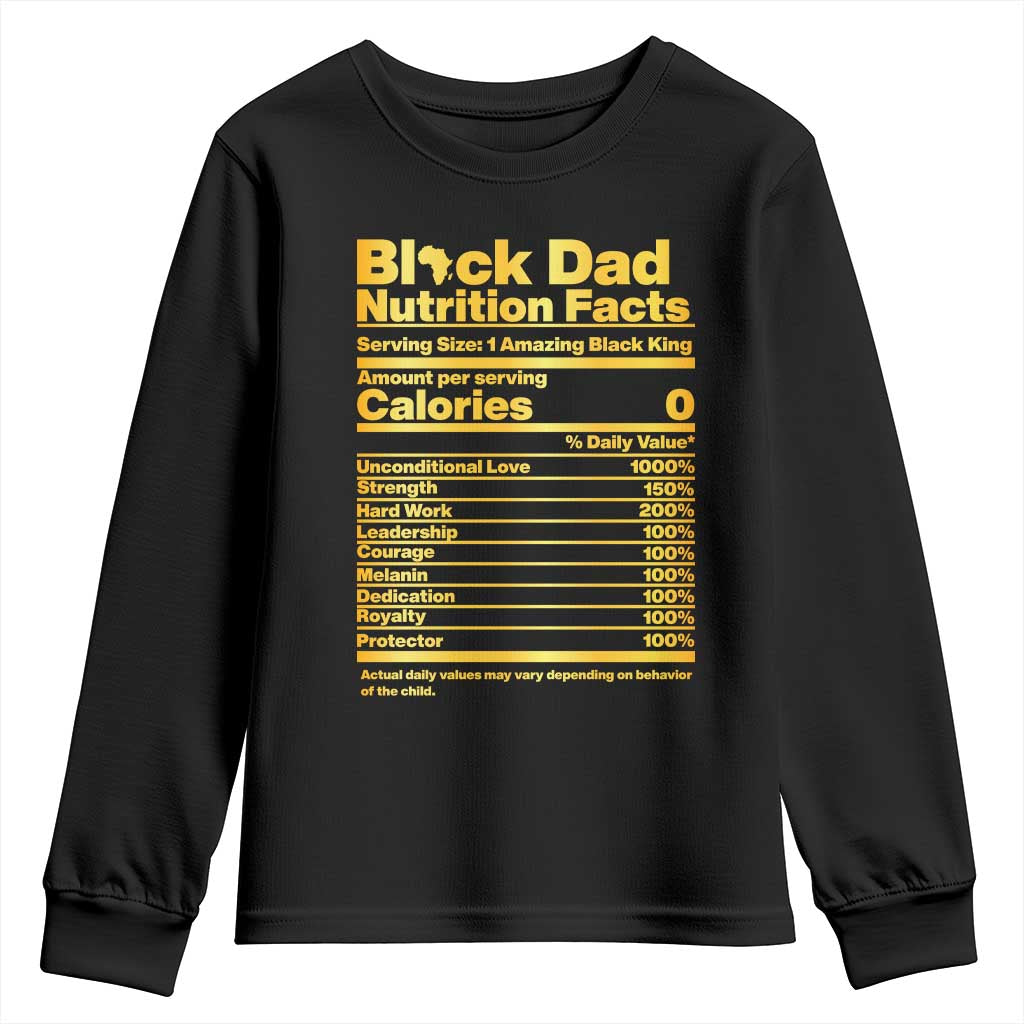 Black Dad Nutrition Facts Youth Sweatshirt African American Fathers Day