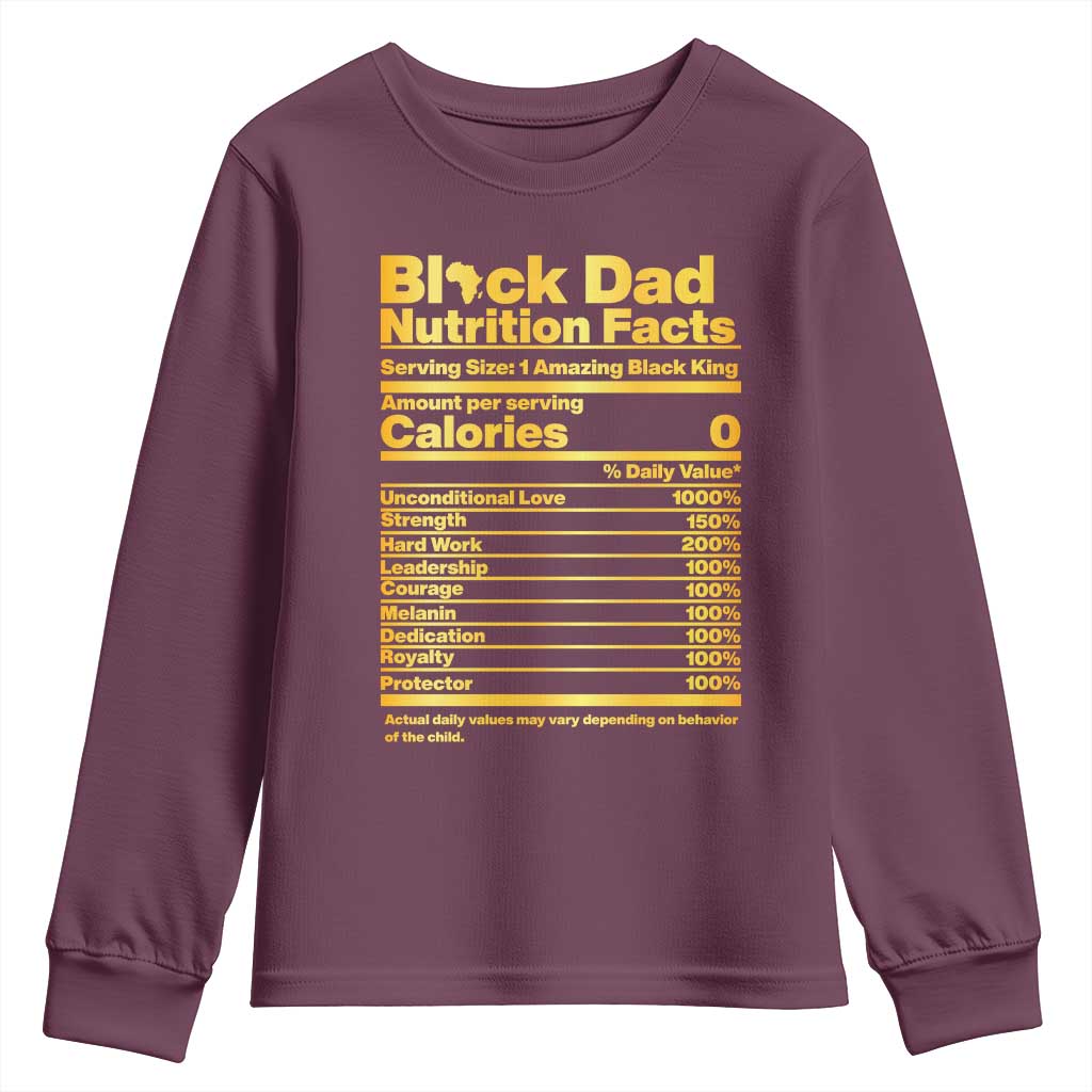Black Dad Nutrition Facts Youth Sweatshirt African American Fathers Day