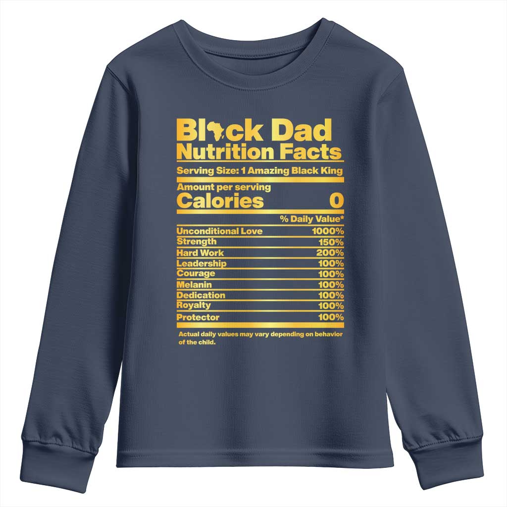 Black Dad Nutrition Facts Youth Sweatshirt African American Fathers Day