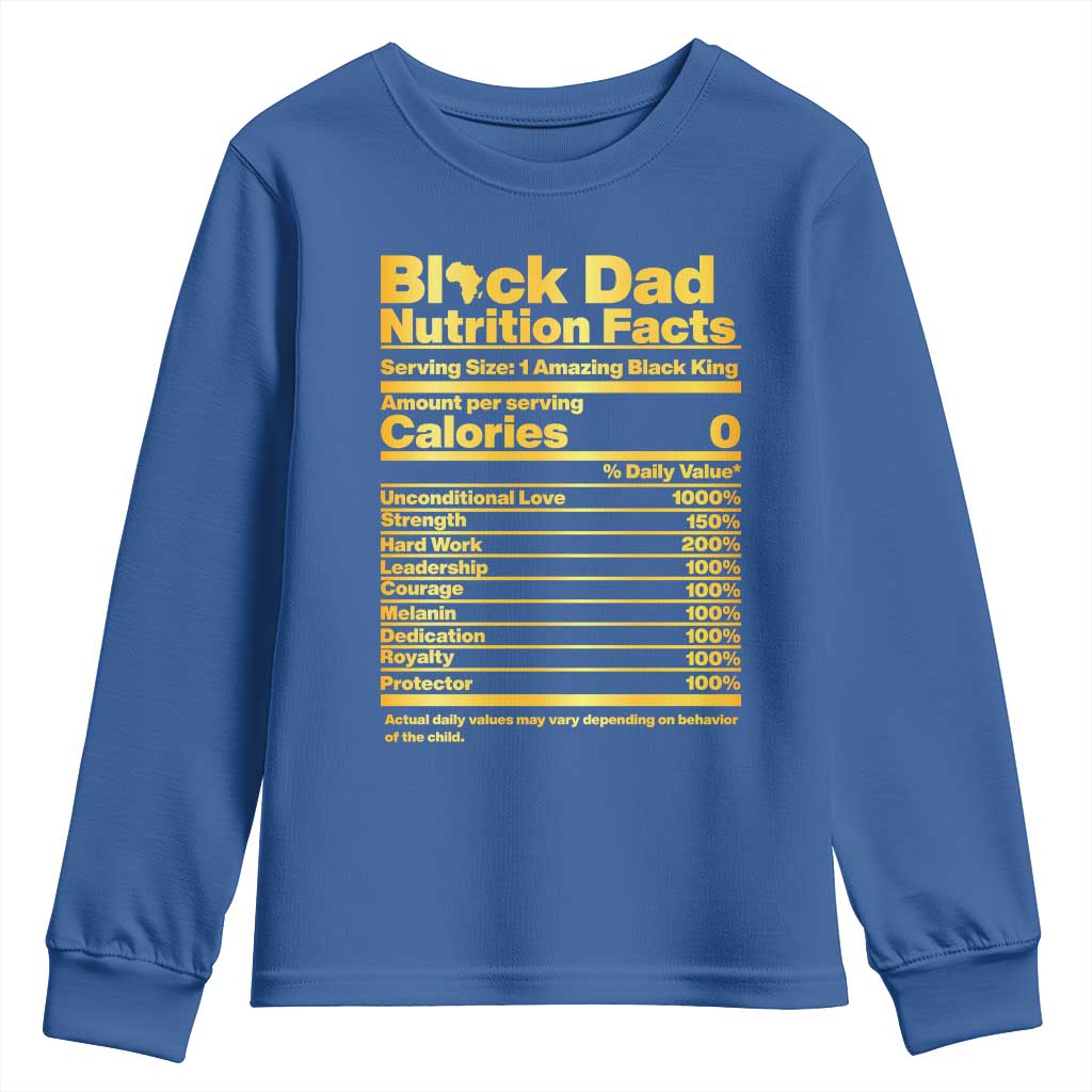 Black Dad Nutrition Facts Youth Sweatshirt African American Fathers Day